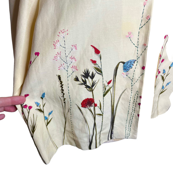 Laura Ashley Floral Embroidered Silk Dress Jacket Fancy Size US 12 - Picture 4 of 10